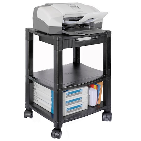 Kantek Three Shelf Desk-side Mobile Printer Stand w/Organizing Drawer PS540